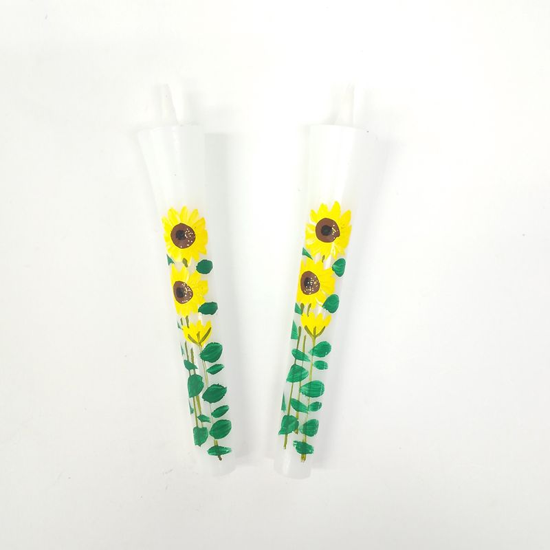 หลอดเทียนญี่ปุ่นที่ถูกสีด้วยมือ - ดอกทานตะวัน (ขนาด 3 ชุด 2 ชิ้น)