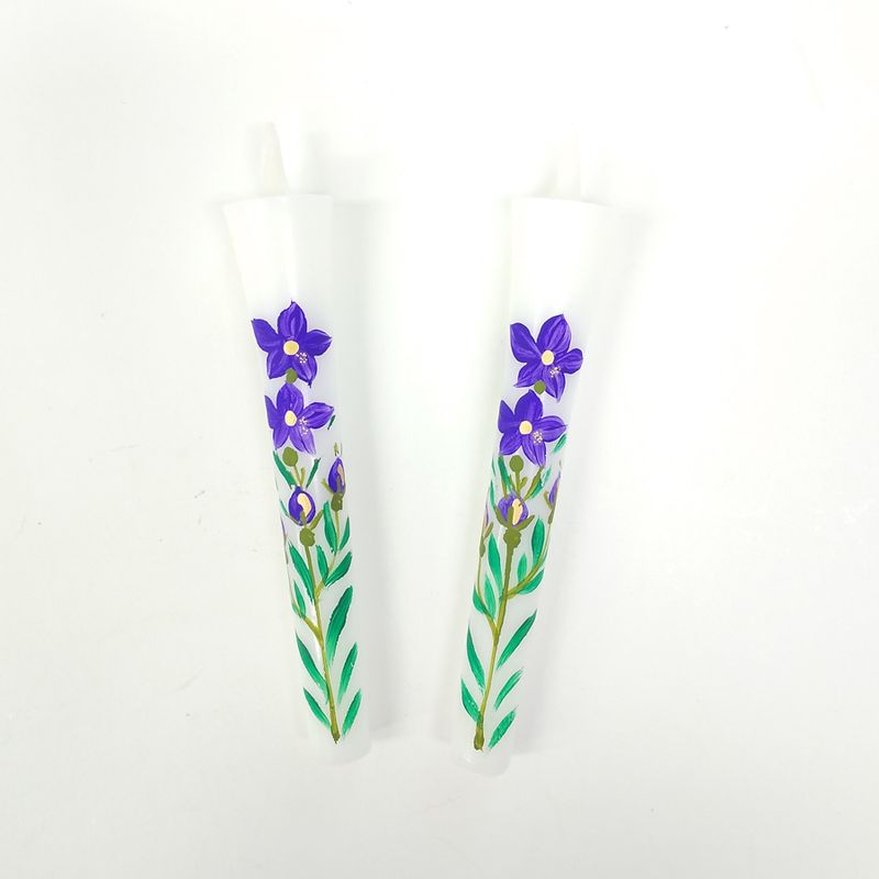 Hand-Painted Japanese Candles - Kikyo (Size 3 Set of 2)