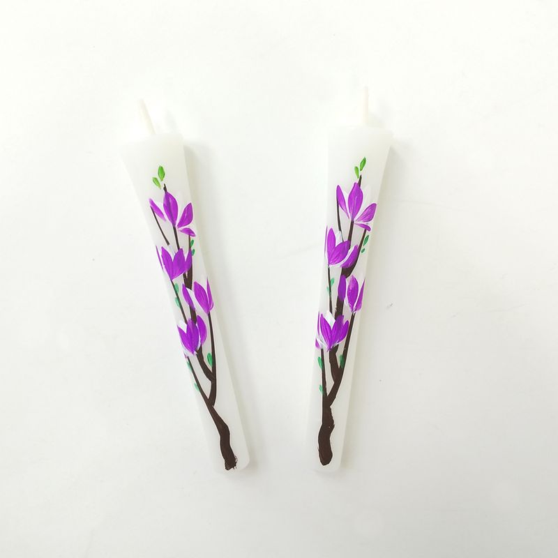 Hand-Painted Japanese Candles - Magnolia (Size 3 Set of 2)