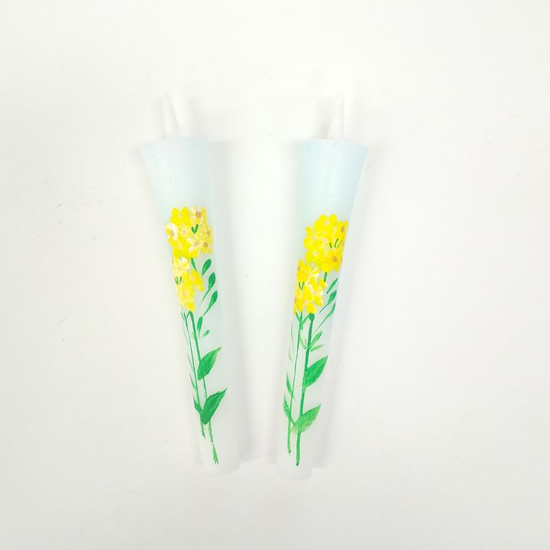 Hand-Painted Japanese Candles - Nanohana (Size 3 Set of 2)