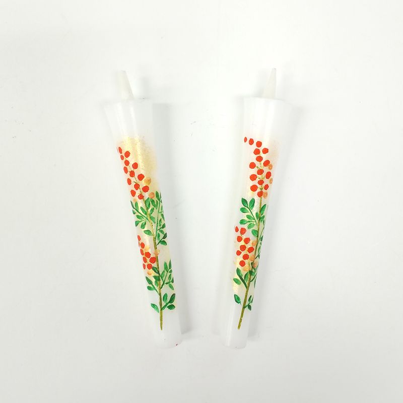 Hand-Painted Japanese Candles - Nanten (Size 3 Set of 2)