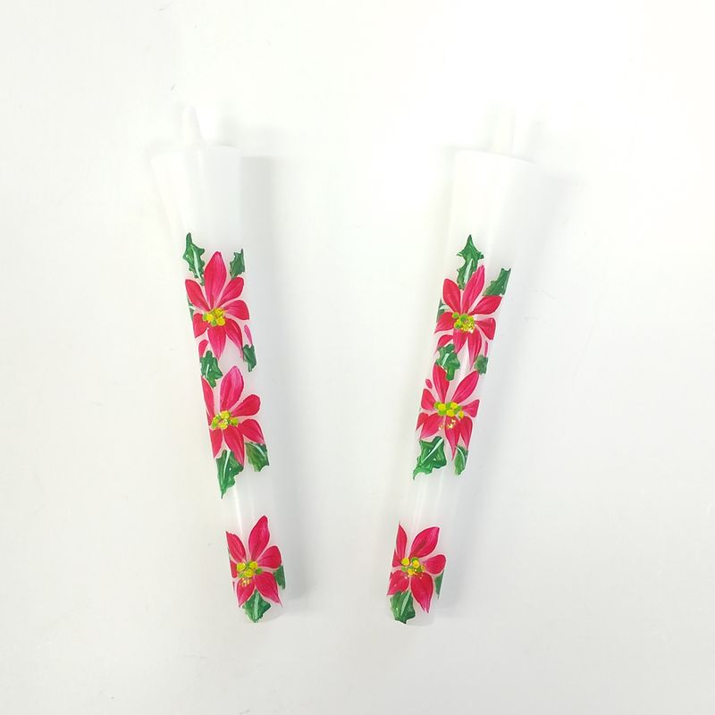 Hand-Painted Japanese Candles - Poinsettia (Size 3 Set of 2)