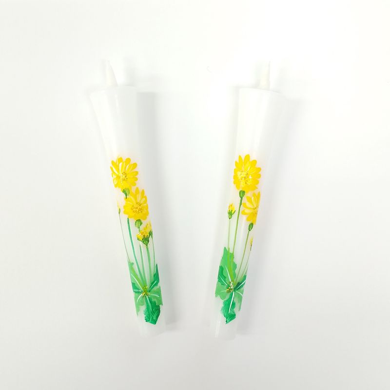 Hand-Painted Japanese Candles - Dandelion (Size 3 Set of 2)