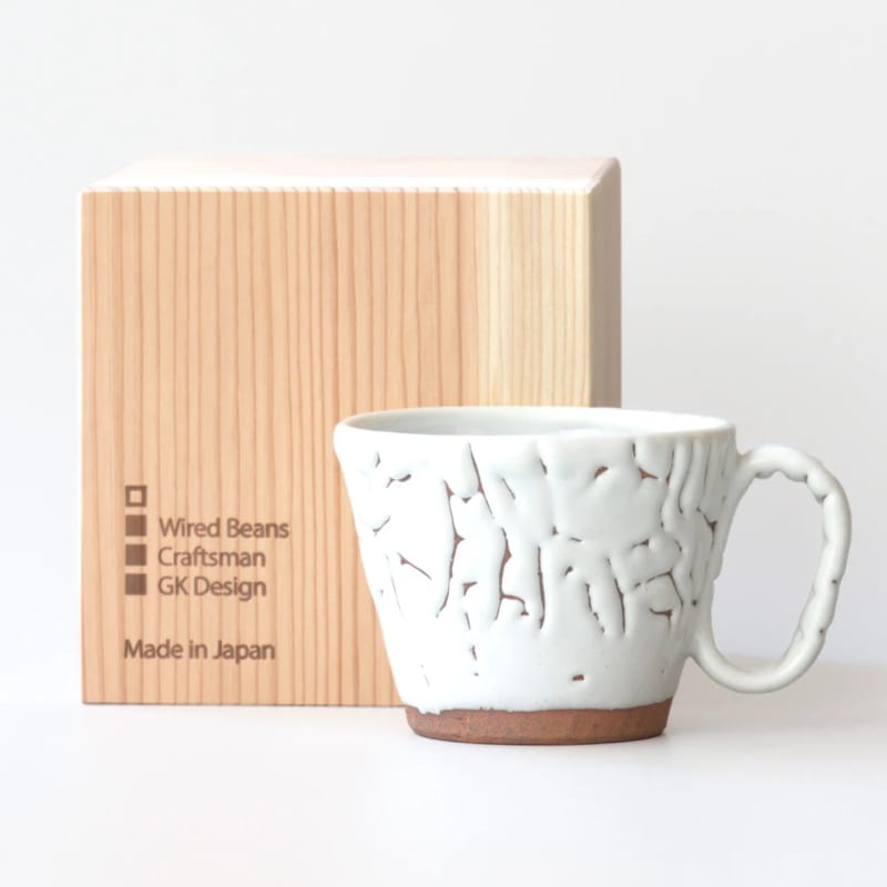 Mug - Hagi-yaki Onihagi White Glaze, Lifelong Companion (Cedar Box
