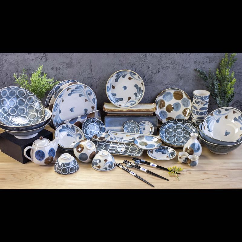 Plate Set - Brush Blue Size4