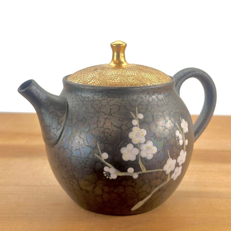 إبريق شاي - شوريو تينموكو مطلي بالذهب، غطاء، مقبض خلفي بلون البرقوق الأبيض