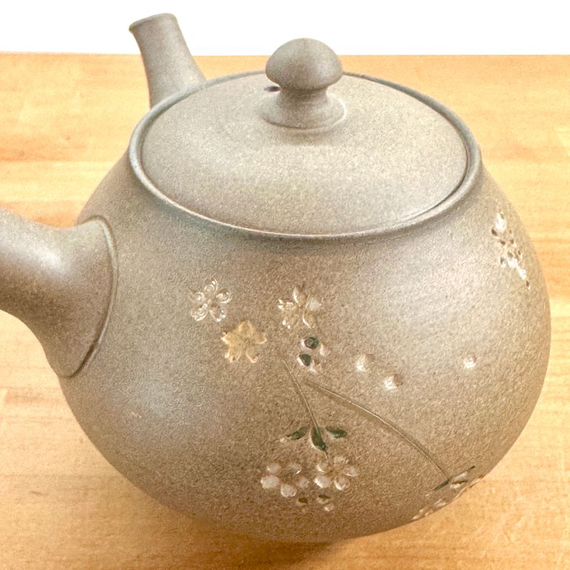 Teapot - SEIHO Unglazed Stoneware Round Butterfly Sakura
