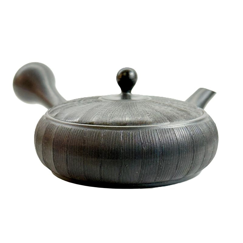 إبريق شاي - أسود مدخن على شكل مسطح