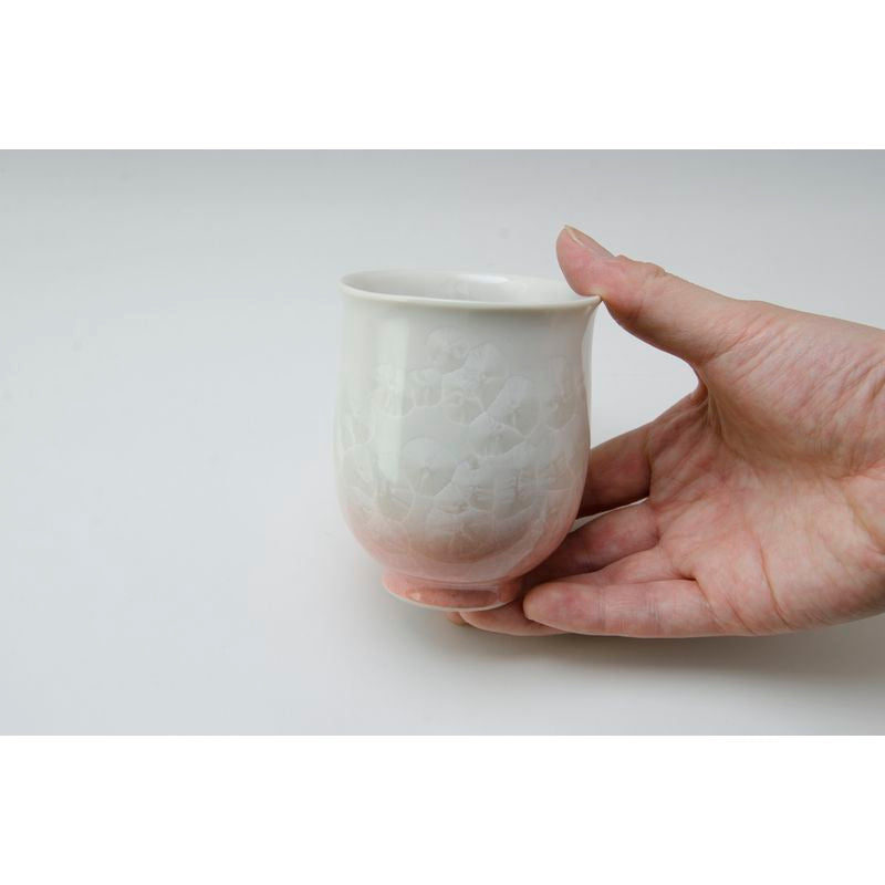 كوب شاي ياباني - FLOWER CRYSTAL قاعدة بيضاء أزرق أحمر زوج