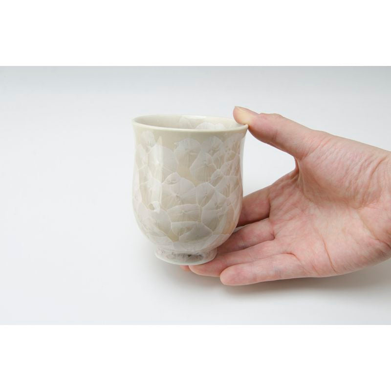 Japanese Tea Cup - FLOWER CRYSTAL Green & Brown Pair