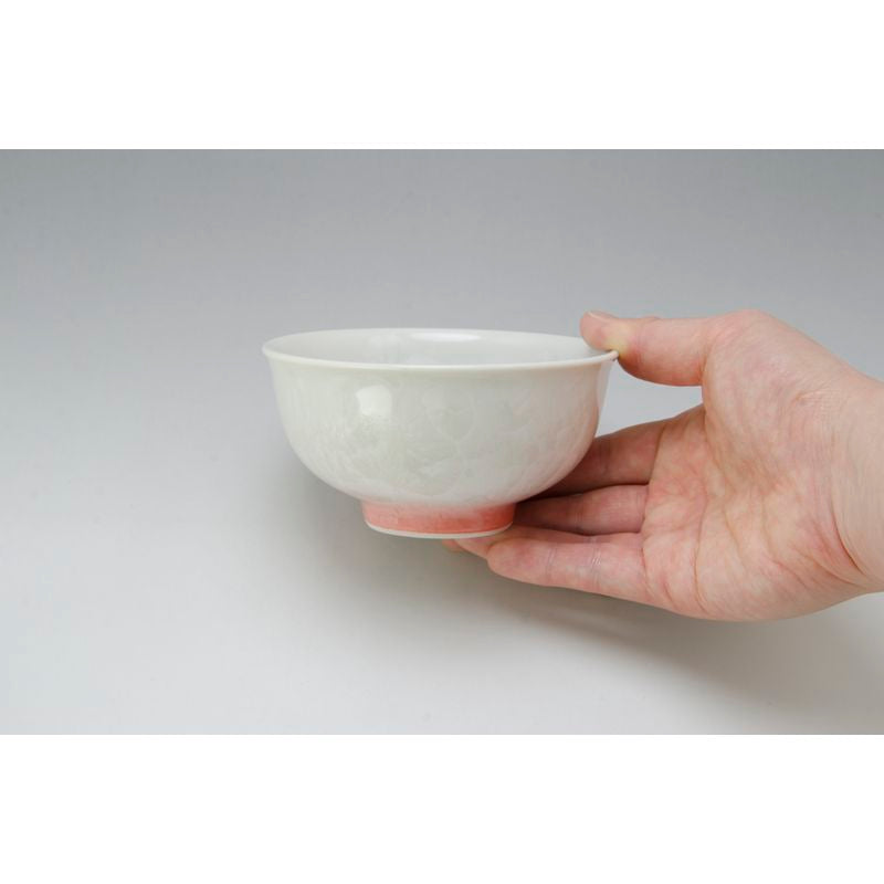Rice Bowls - FLOWER CRYSTAL White Base Blue Red Pair