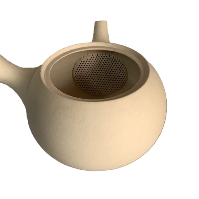 Teapot - White Small Round Red Silver Line