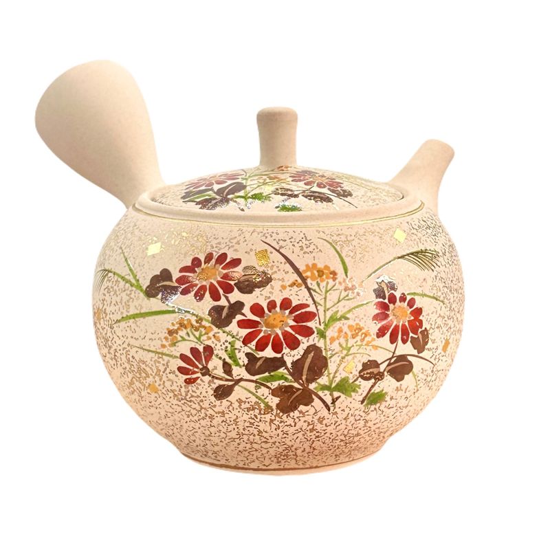 إبريق شاي - شوغاما كريستال أبيض طين دائري الشكل