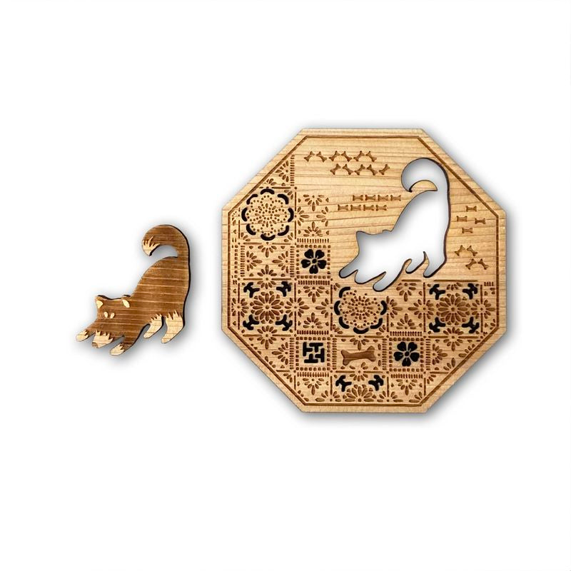 Chopstick Rest and Coaster Set - Weeping Sakura with Black Shiba