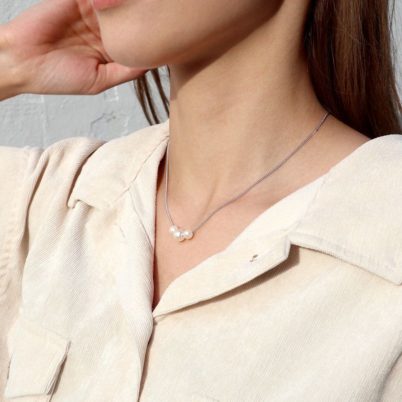 عقد انزلاقي من اللؤلؤ الثلاثي - لؤلؤة أكويا 6.0-8.5 مم