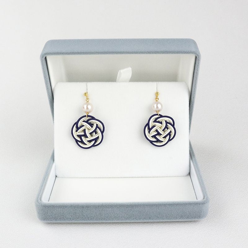 Mizuhiki Earrings - Akoya Pearl 7.0-7.5mm