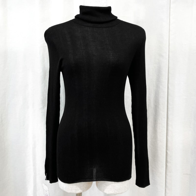 Washable Silk Knit Ribbed Turtleneck - HIMEplus
