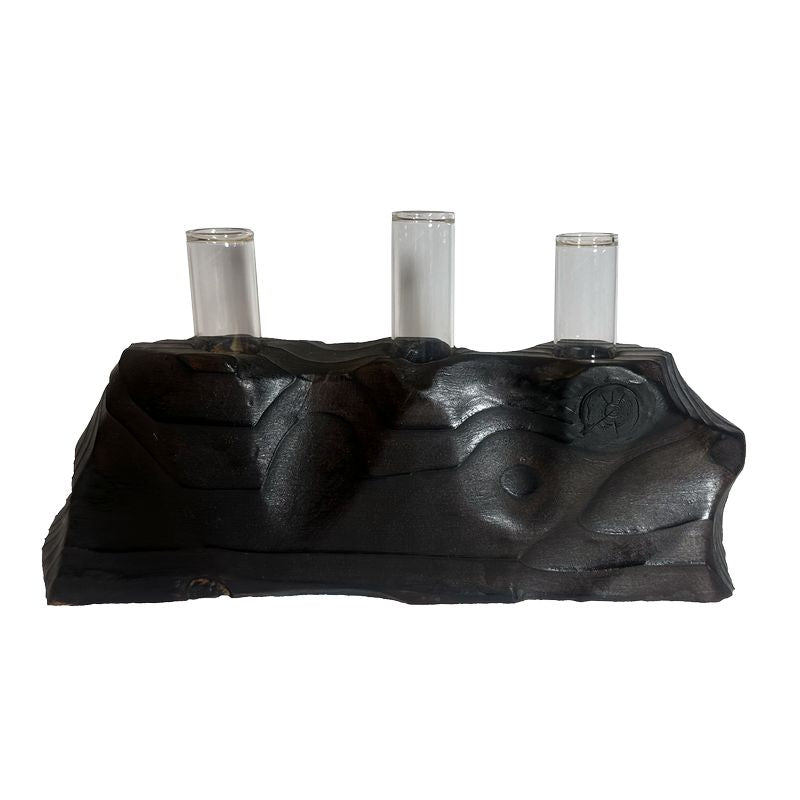 Single Flower Vase - 3 rows Natural Wood