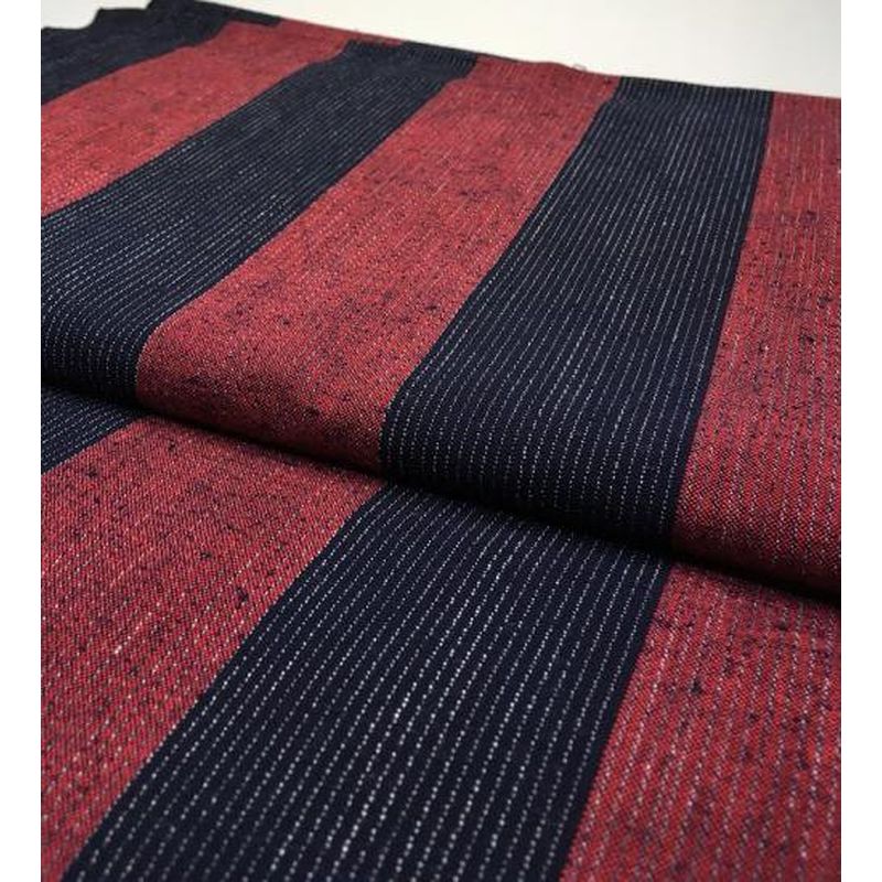 SHIMOGAWA KURUME KASURI Fabric Tambunjin Stripe Navy Red