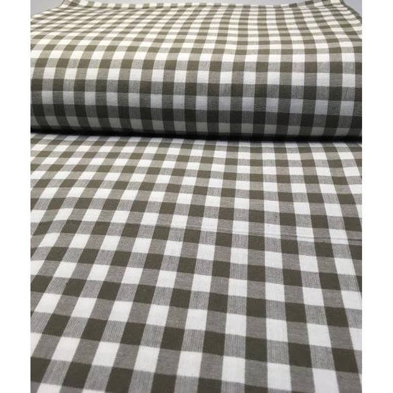 SHIMOGAWA KURUME KASURI Fabric Gingham Check Sand Beige White