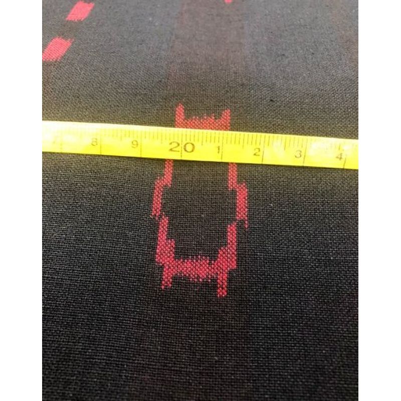 SHIMOGAWA KURUME KASURI Fabric I'M Mentally Black Red