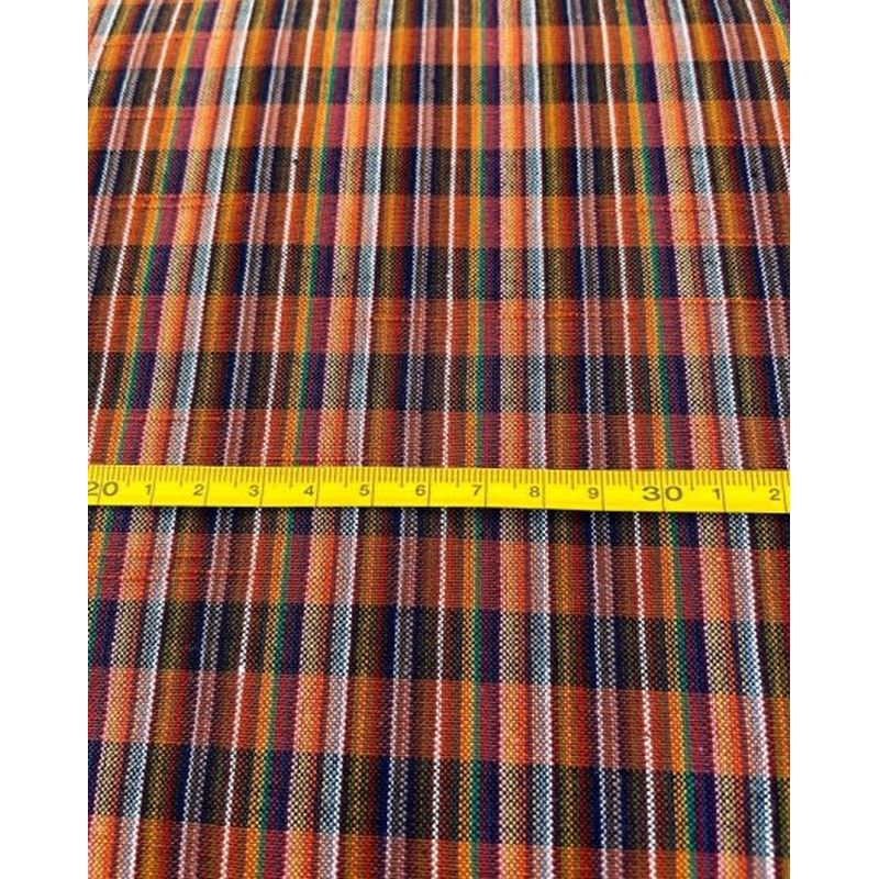 SHIMOGAWA KURUME KASURI Fabric 12 Standing Check Brick