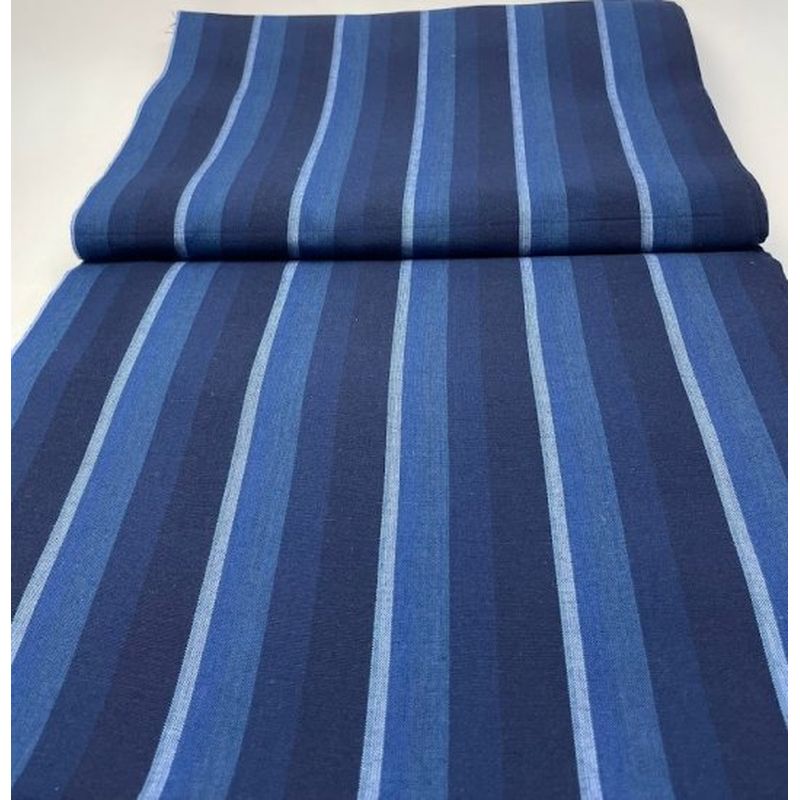 SHIMOGAWA KURUME KASURI Fabric 6 Standing Stripes Navy