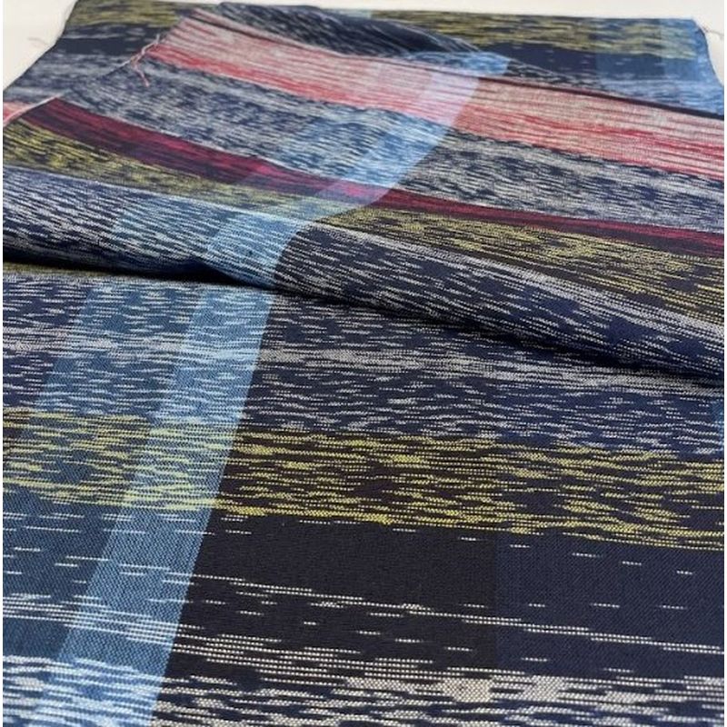 SHIMOGAWA KURUME KASURI Fabric Random Intersection Kasuri Red And Yellow