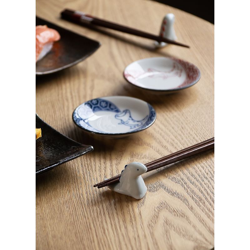 Small Plate and Chopstick Rest Pair- Edokko kyoryu
