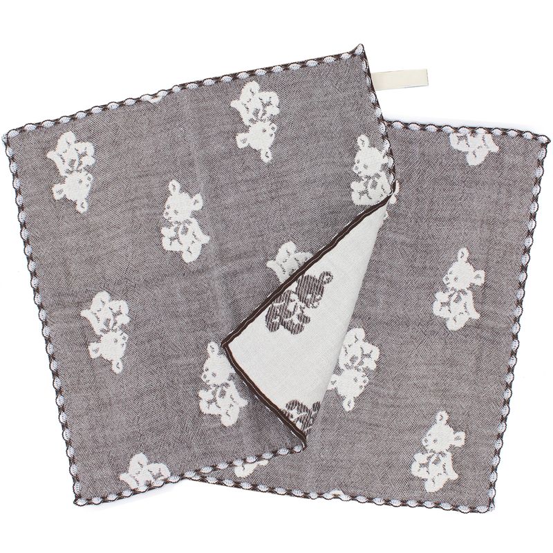 Hiorie Baby Handkerchief Bear 4-Fold Gauze 2 Sheet Cotton Water Absorption Japan