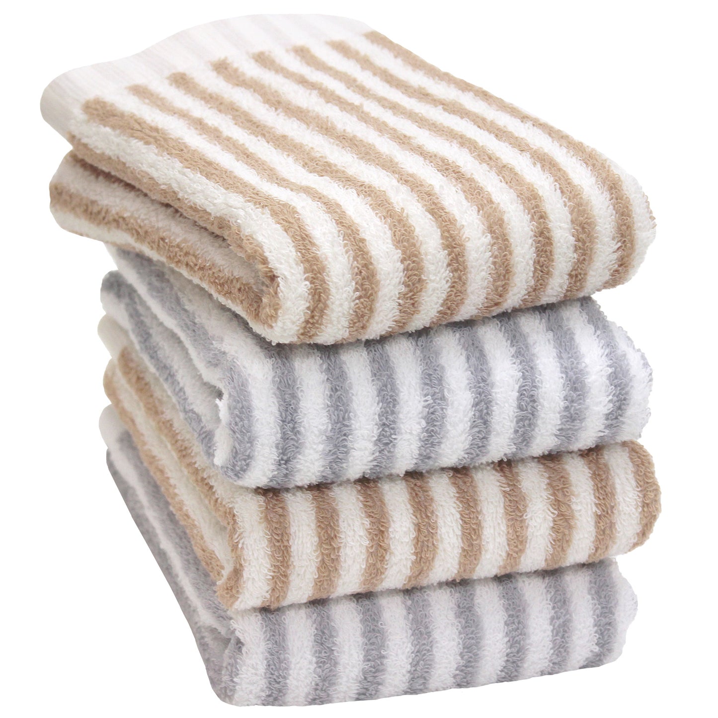 Senshu - Gesichtstuch aus Baumwolle dünn gestreift 4er-Pack