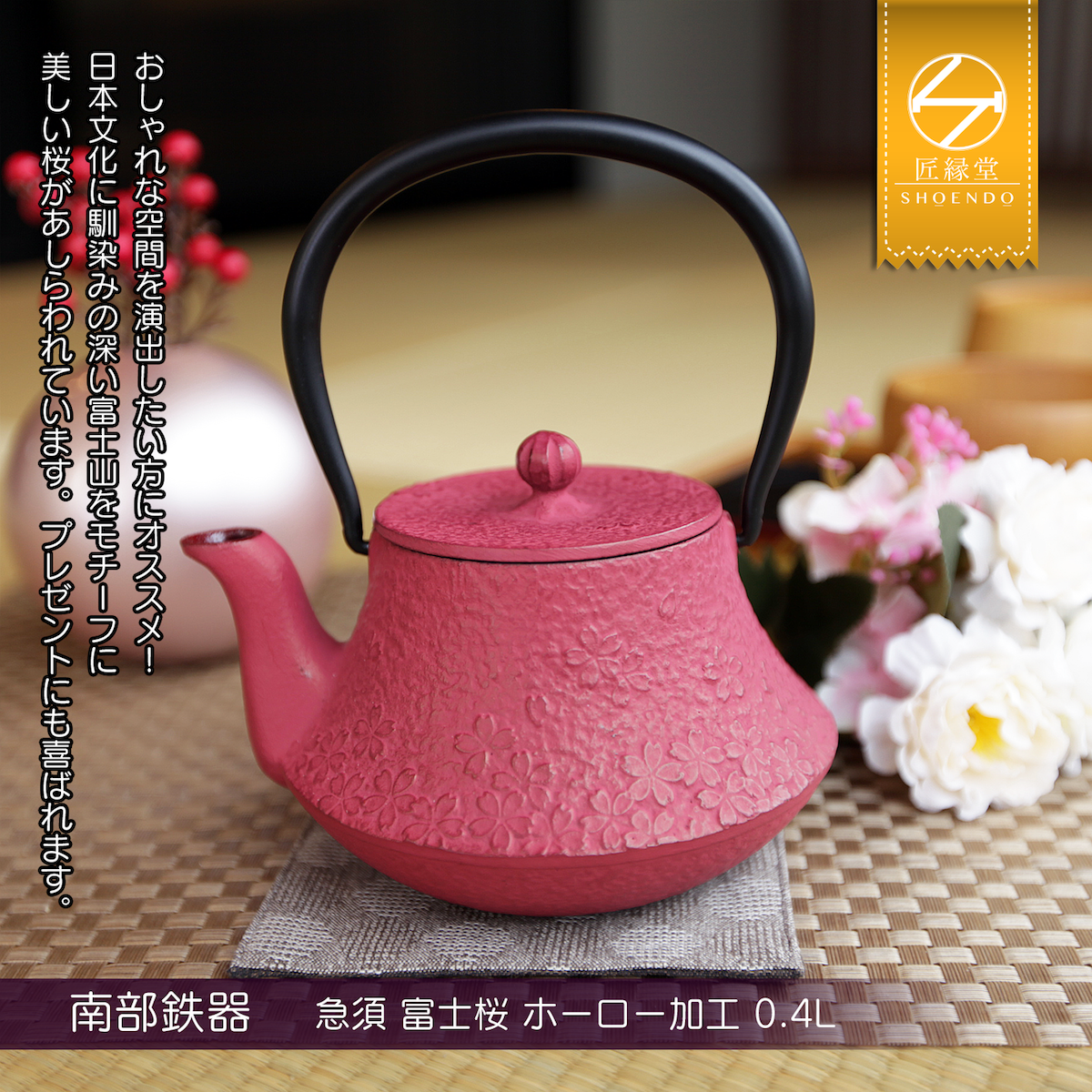 Kyusu Japanese Tea pot kettle Nanbu Cast Iron Autumn Leaves