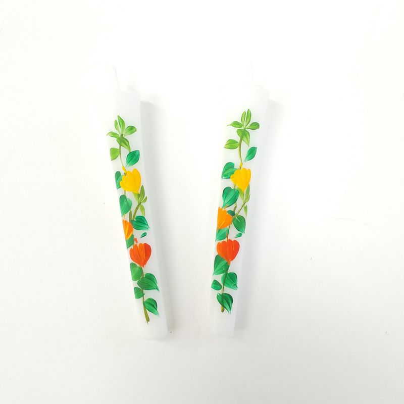 Handbemalte japanische Kerzen – Hozuki (Größe 3, 2er-Set)