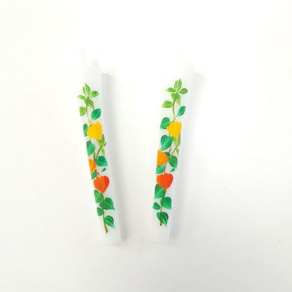 Handbemalte japanische Kerzen – Hozuki (Größe 3, 2er-Set)