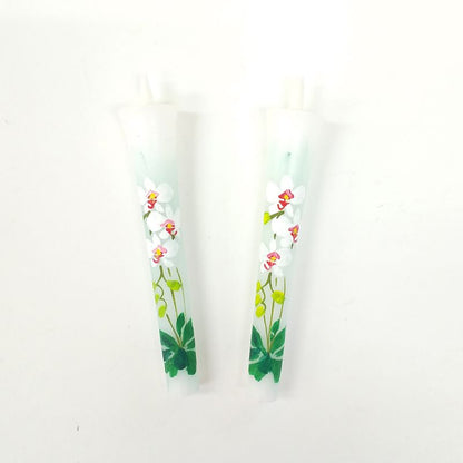 Hand-Painted Japanese Candles - Phalaenopsis (Size 3 Set of 2)