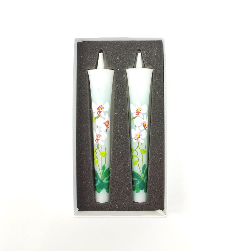 Hand-Painted Japanese Candles - Phalaenopsis (Size 3 Set of 2)