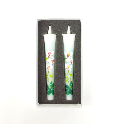 Hand-Painted Japanese Candles - Phalaenopsis (Size 3 Set of 2)
