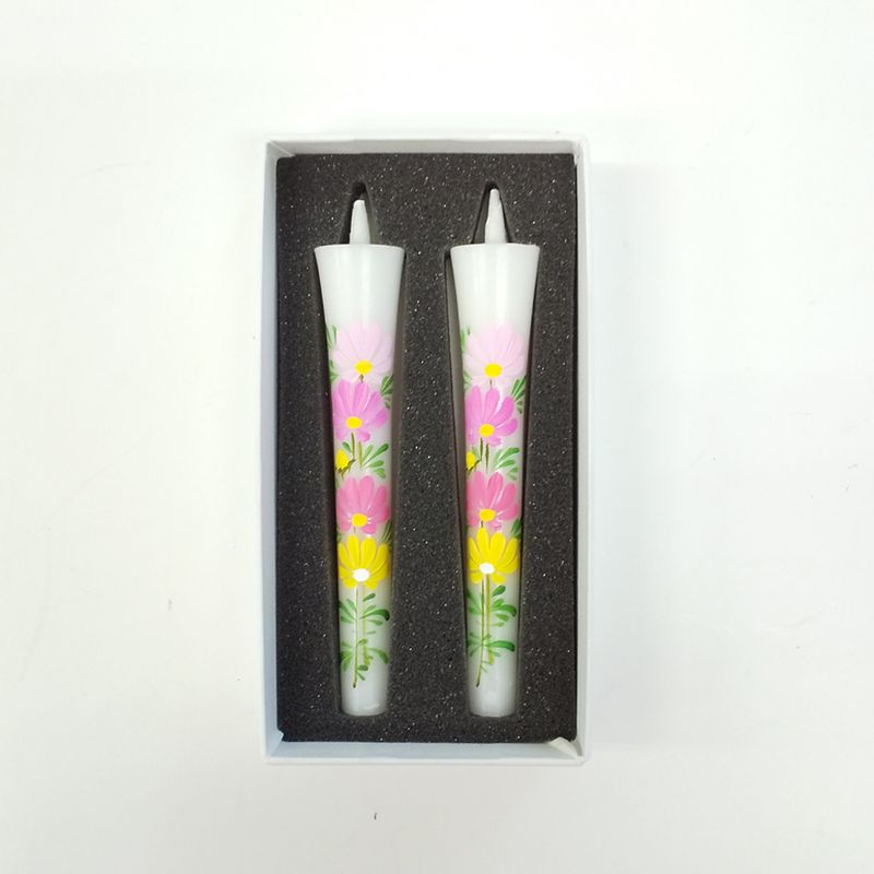 Hand-Painted Japanese Candles - Cosmos (Size 3 Set of 2)
