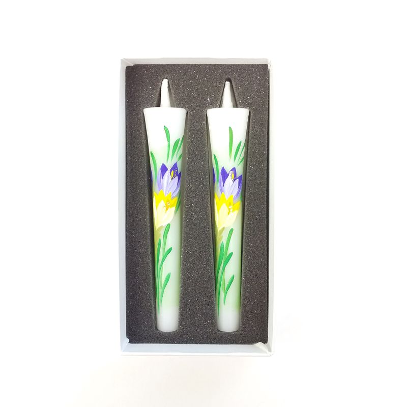 Hand-Painted Japanese Candles - Crocus (Size 3 Set of 2)