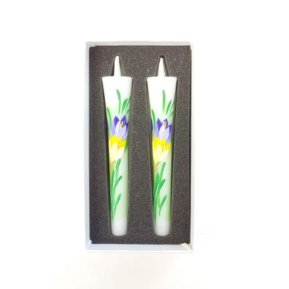 Hand-Painted Japanese Candles - Crocus (Size 3 Set of 2)