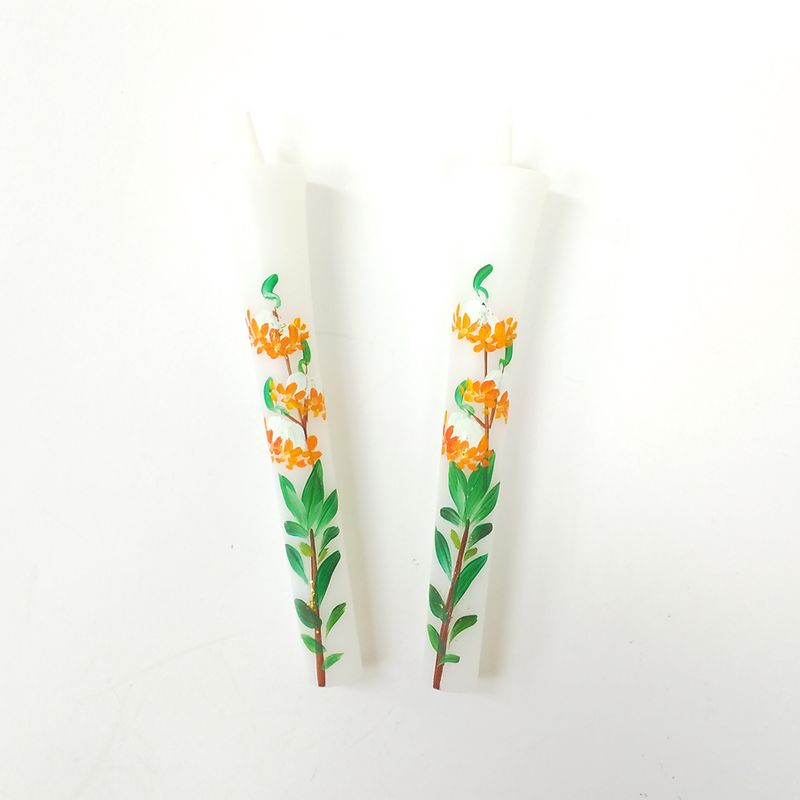 Hand-Painted Japanese Candles - Mitsumata (Size 3 Set of 2)