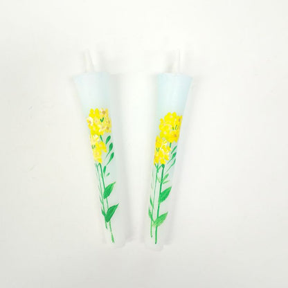 Hand-Painted Japanese Candles - Nanohana (Size 3 Set of 2)