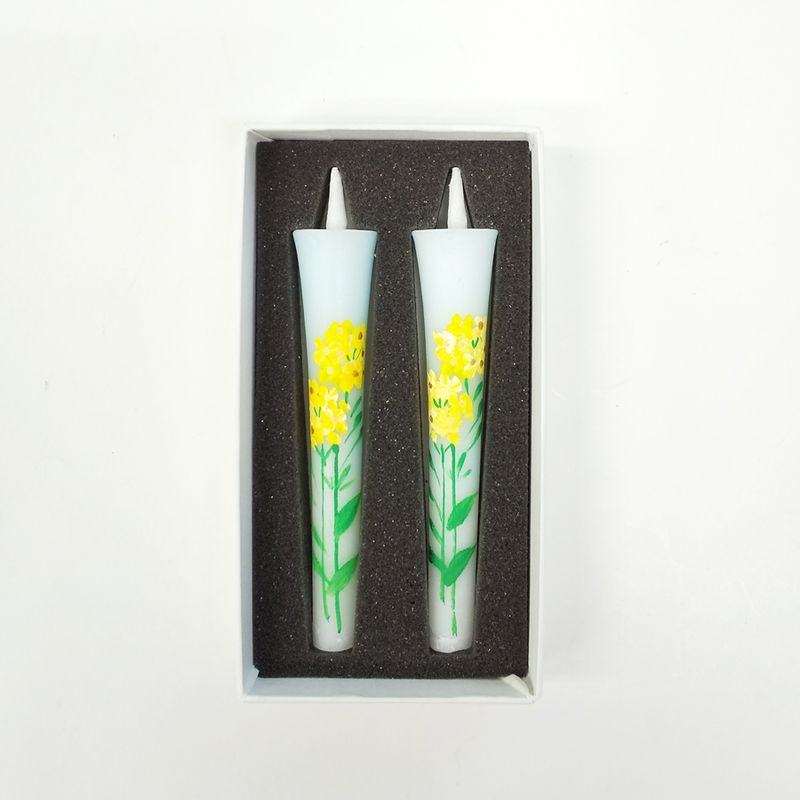 Hand-Painted Japanese Candles - Nanohana (Size 3 Set of 2)