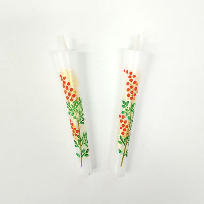 Hand-Painted Japanese Candles - Nanten (Size 3 Set of 2)