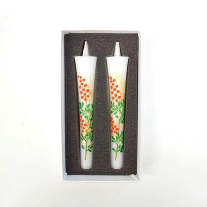 Hand-Painted Japanese Candles - Nanten (Size 3 Set of 2)