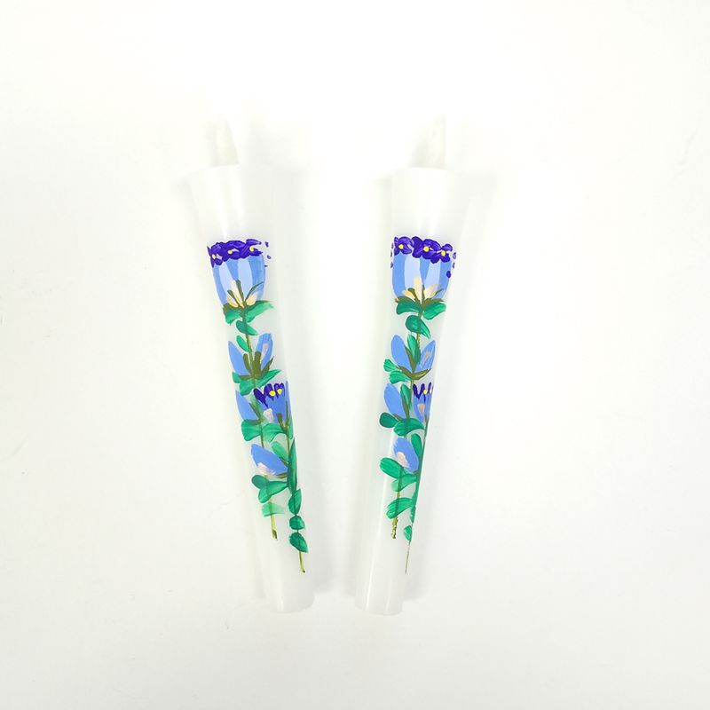 Hand-Painted Japanese Candles - Gentian (Size 3 Set of 2)