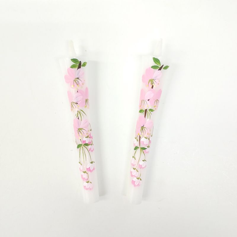 Hand-Painted Japanese Candles - Sakura (Size 3 Set of 2)