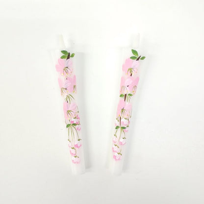 Hand-Painted Japanese Candles - Sakura (Size 3 Set of 2)