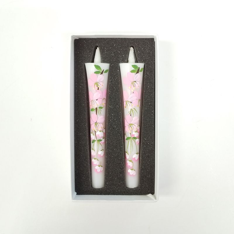 Hand-Painted Japanese Candles - Sakura (Size 3 Set of 2)