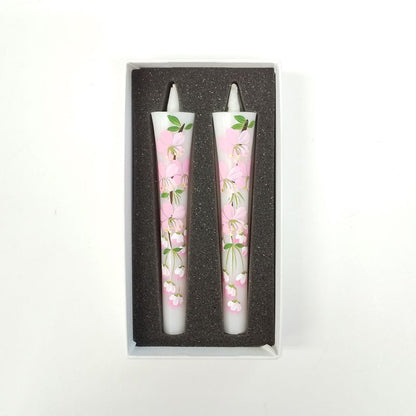 Hand-Painted Japanese Candles - Sakura (Size 3 Set of 2)